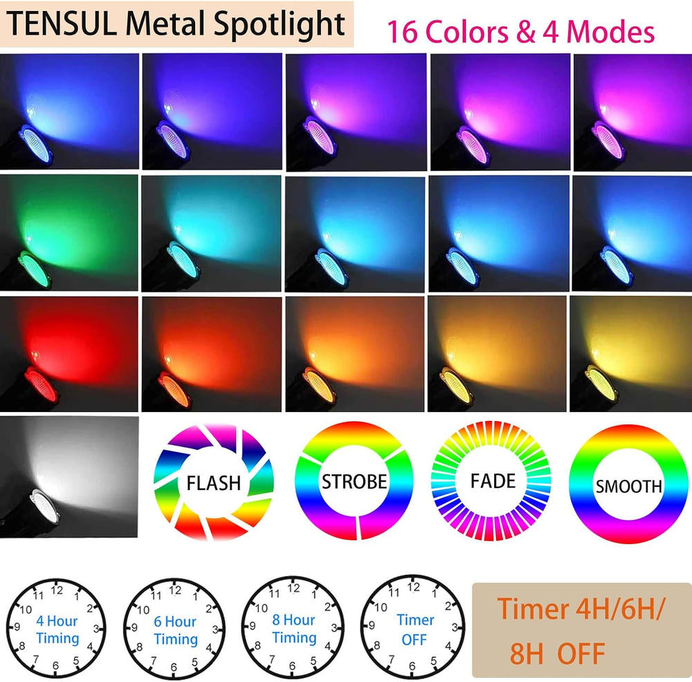 RGB Spot Lights with Timer, Halloween 10W 120V Color Changing Outdoor Metal C...