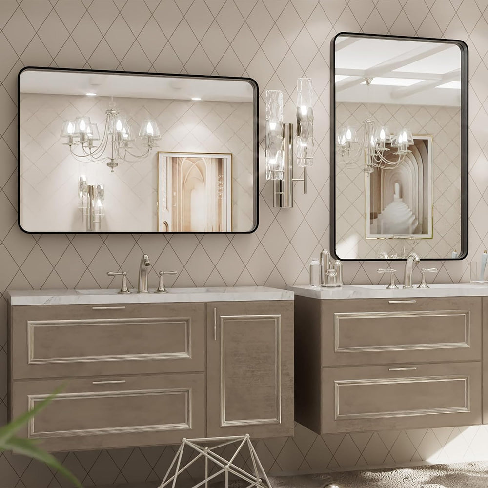 LOAAO 20X30 Inch Black Metal Framed Bathroom Mirror