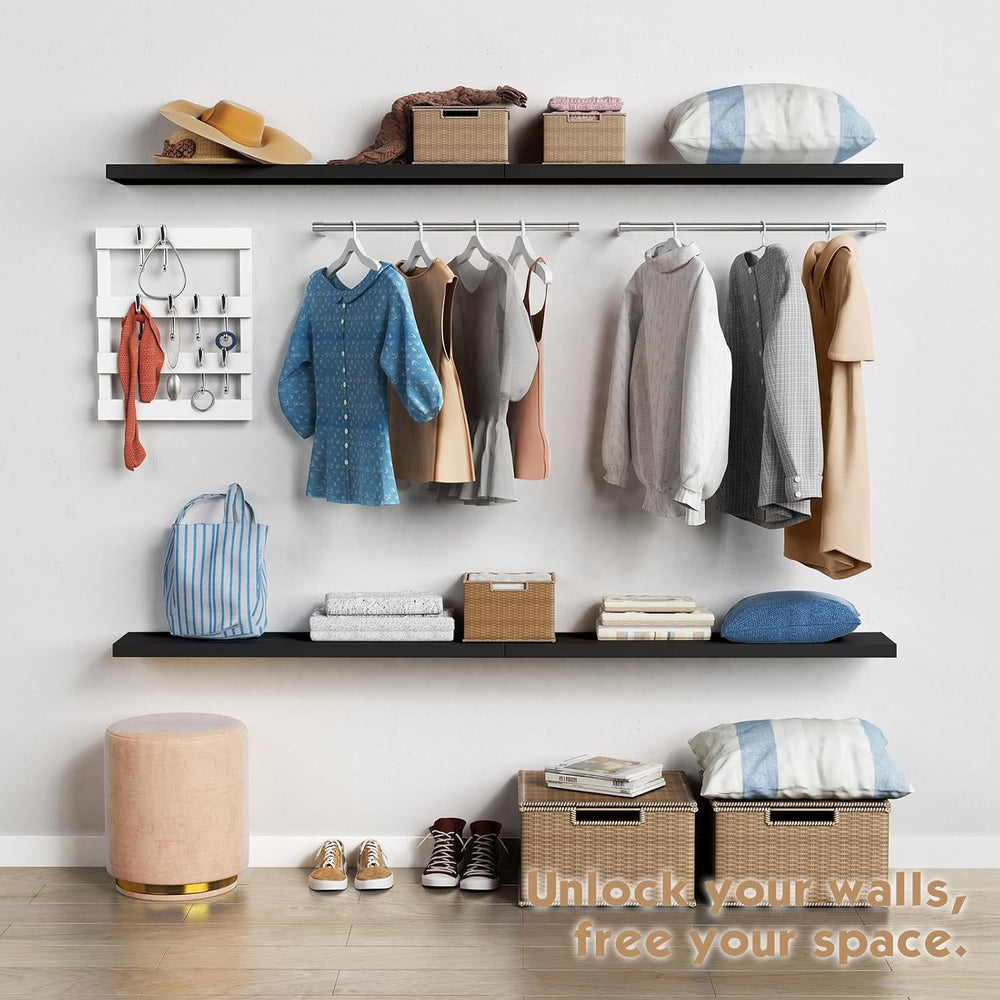 Forbena Large Floating Shelves for Wall 36 Inches Long 8 Inch Deep, Black Wal...