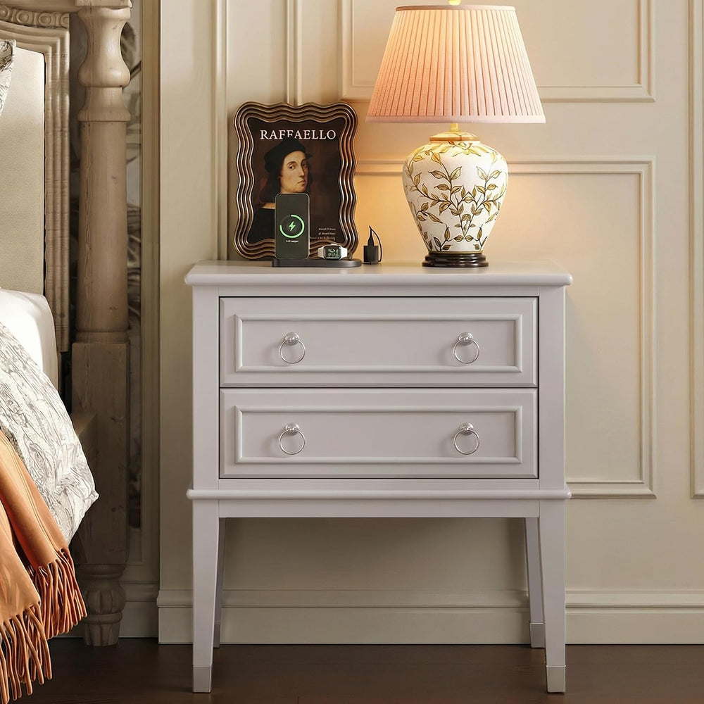 Huuger 27.6 Inch Tall Nightstand with Charging Station, USB-C Port