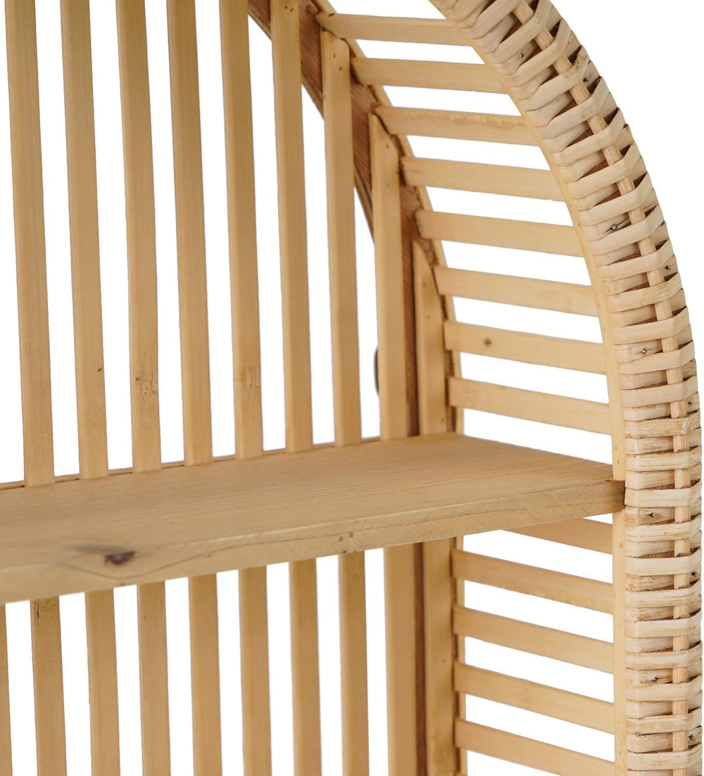 3 Tier Arched Rattan Wall Shelf