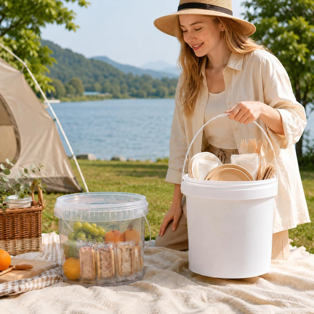 DEMORA 3 Pack 2.6 Gallon Food Grade Storage Buckets with Lids, White