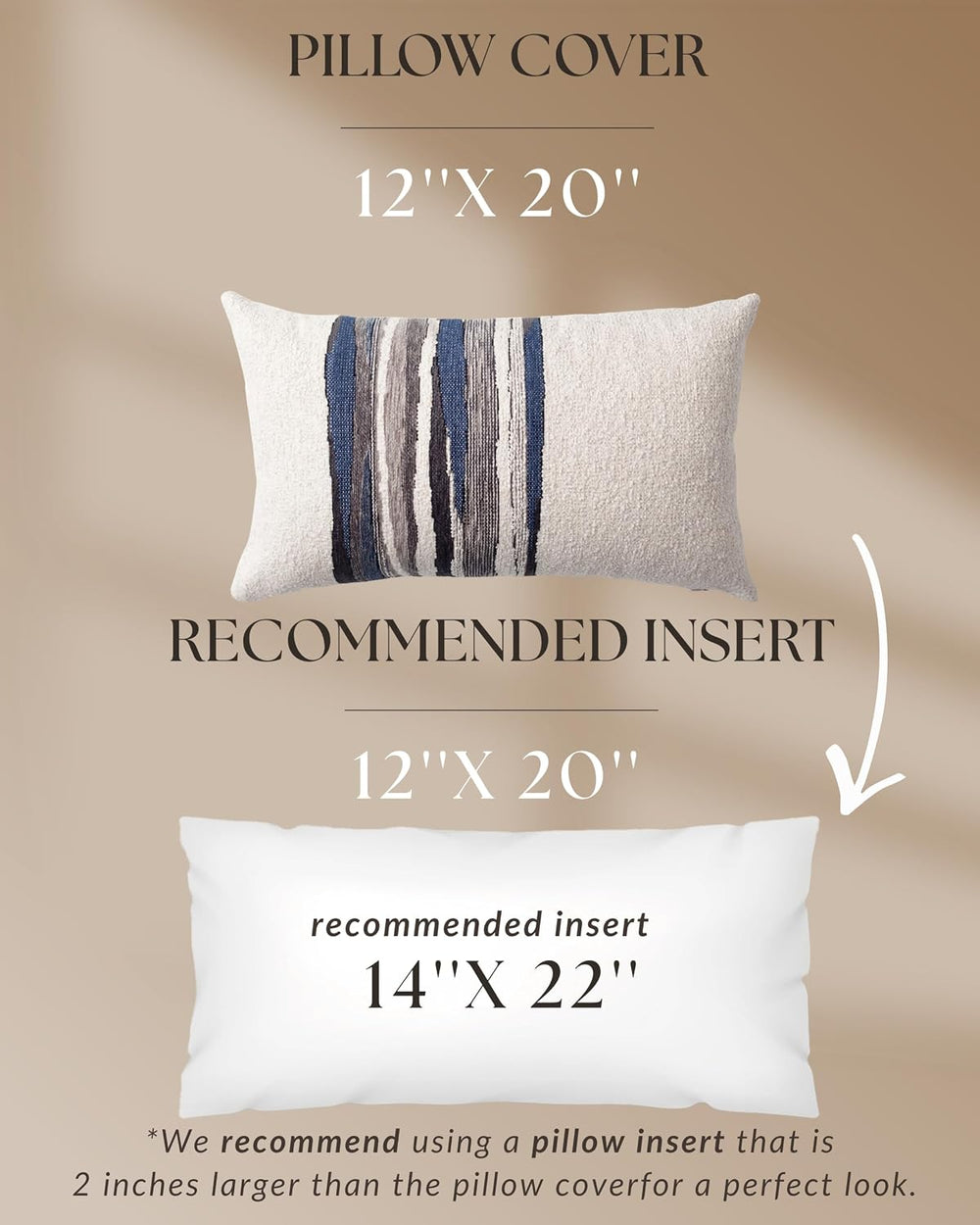 Throw Pillow Covers, Pack of 1, Combos, Navy Blue, 12"x20"