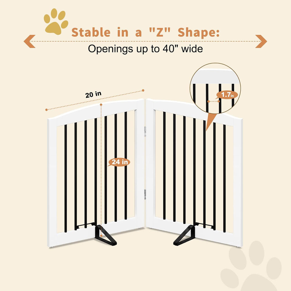 PUPETPO Freestanding Pet Gate for Dogs, Foldable Wooden Dog Gate for House, I...