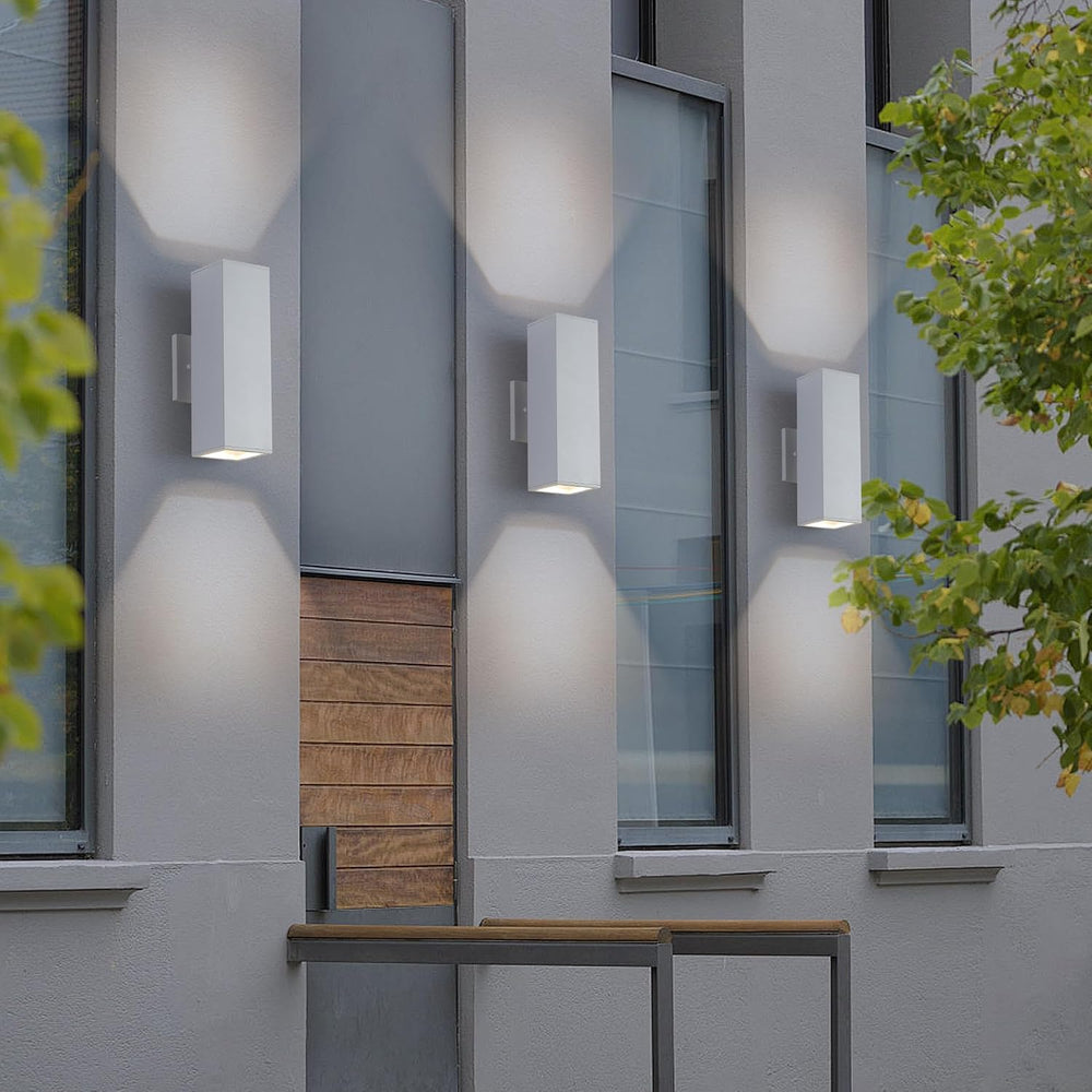 Cerdeco 13" White Square Modern Outdoor Wall Light Exterior Wall Sconce