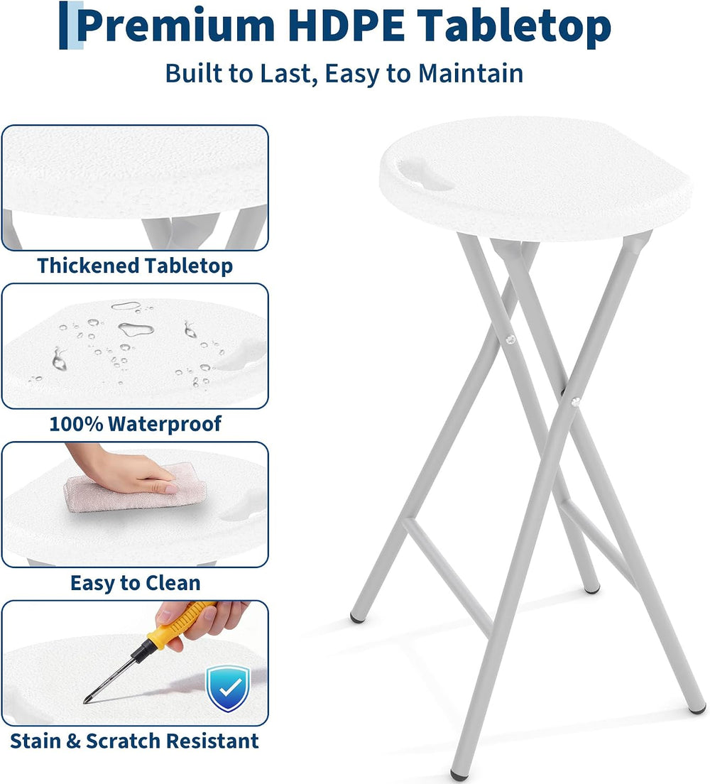 Garvee Folding Stool with Handle 28 Inch Tall 400lbs Capacity, 1 Pcs White
