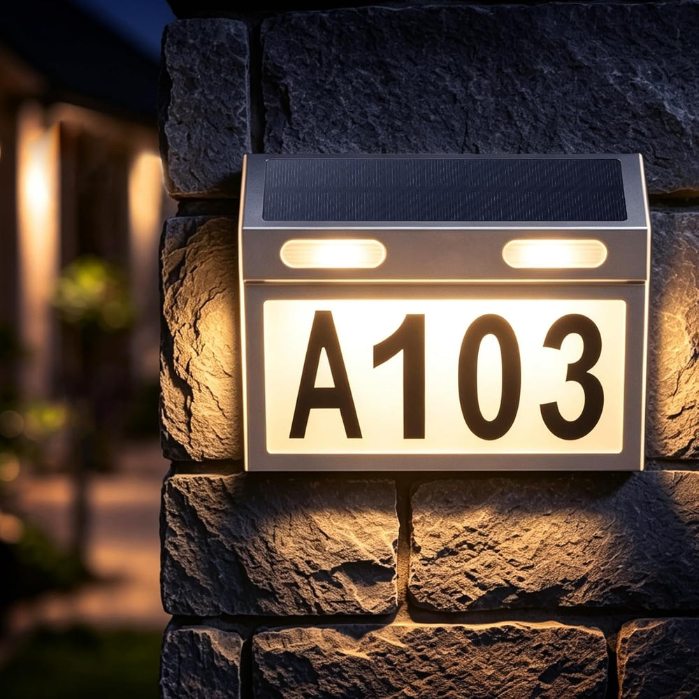 Solar Address Signs House Numbers for Outside - Premium Aluminum Alloy 3 Colo...