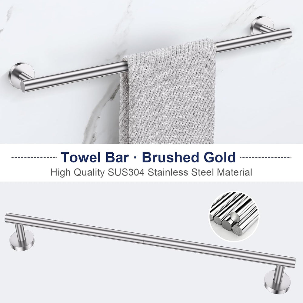 Lairuier 5-Piece Bathroom Hardware Set, Brushed Nickel Towel Bar Wall Mount
