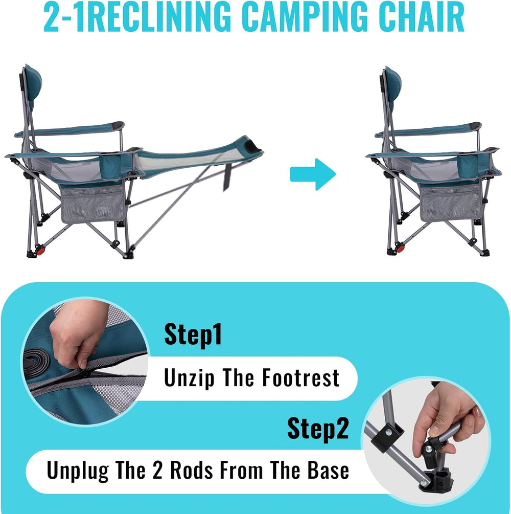 #WEJOY 2-in-1 Reclining Camping Chair with Footrest for Adults