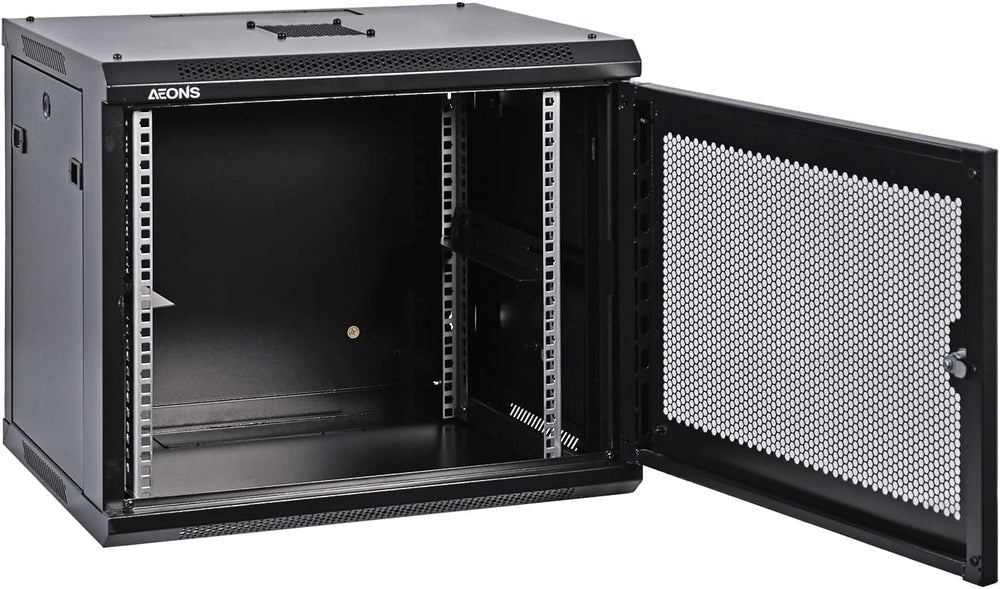 AEONS 9U Wall Mount Server Rack Cabinet with Lockable Mesh Door, 18" Depth