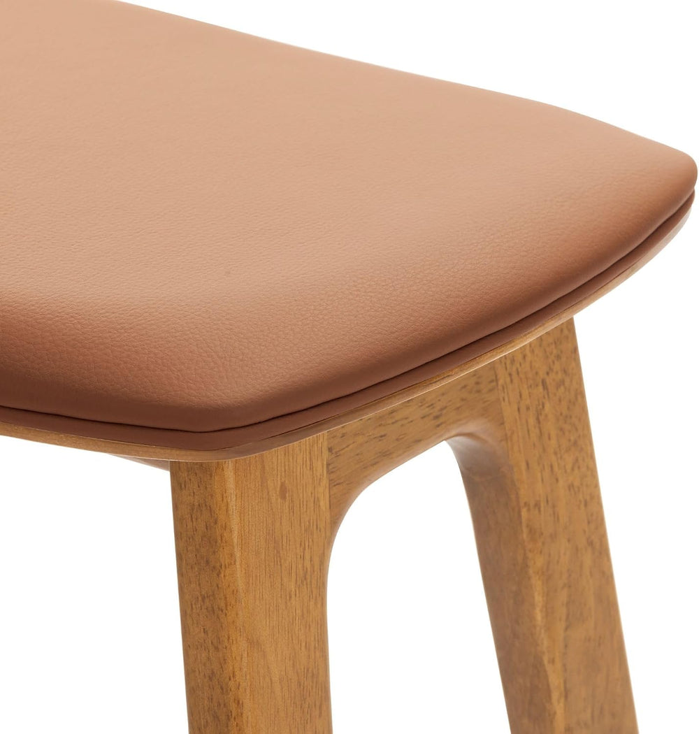 Plank+Beam Beryl Bar Stool, Upholstered, Set of 2, Pecan/Toffee