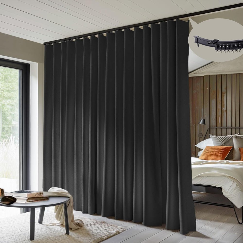 MaKefeile Room Divider Curtains with Flexible Ceiling Curtain Tracks Set,100%...