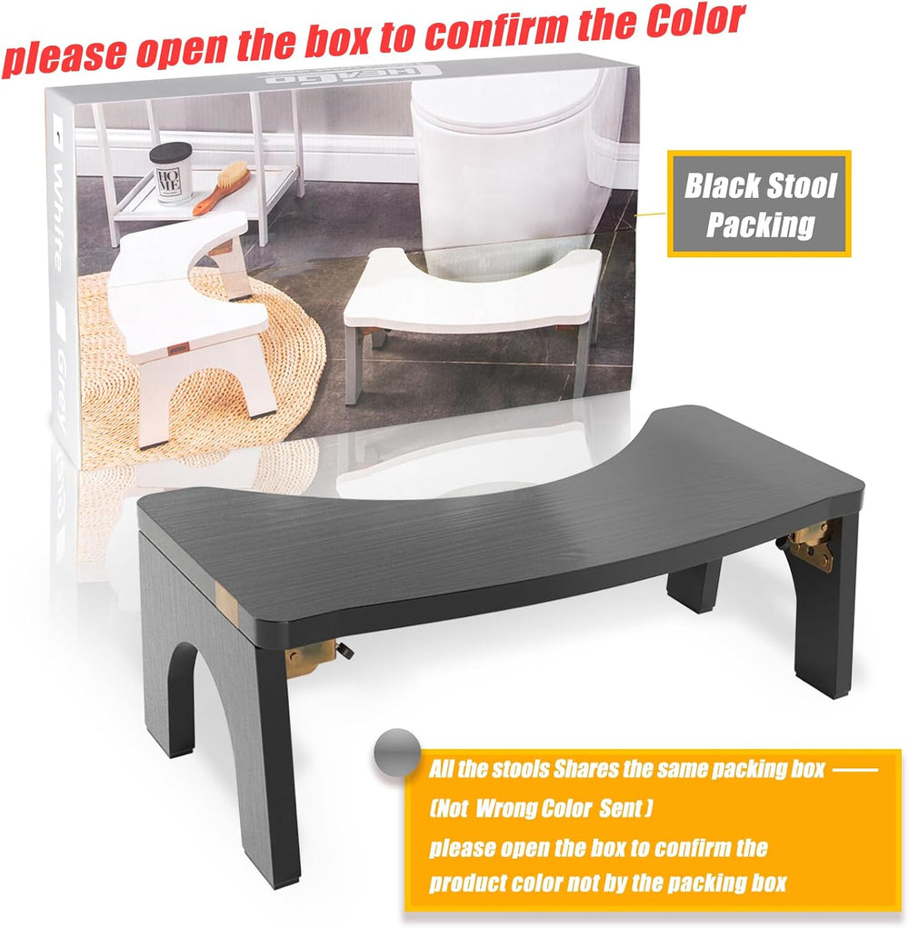 Toilet Stool Wood, Foldable Poop Stool for Adults, 7" Squat Poop Stool E...