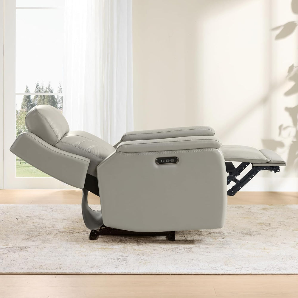 Watson & Whitely Genuine Leather Recliner Lay Flat W Power Headrest Grey