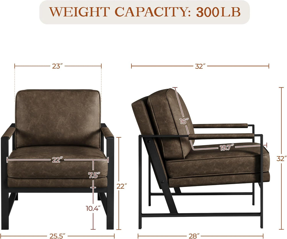 Yaheetech Mid-Century Accent Chair, Modern Armchair, Brown
