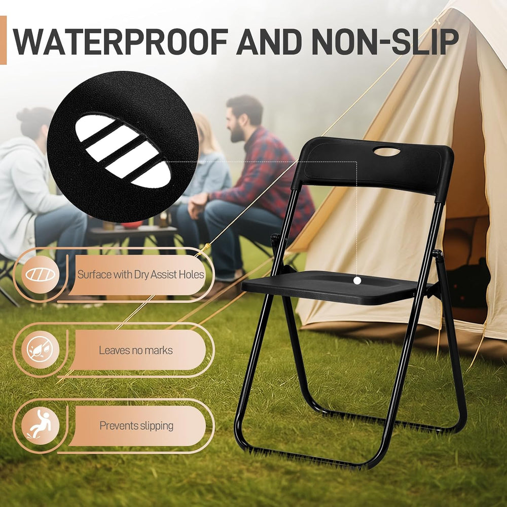 Karl home 10 PCS Plastic Folding Chair, Lightweight Foldable Chair, Black