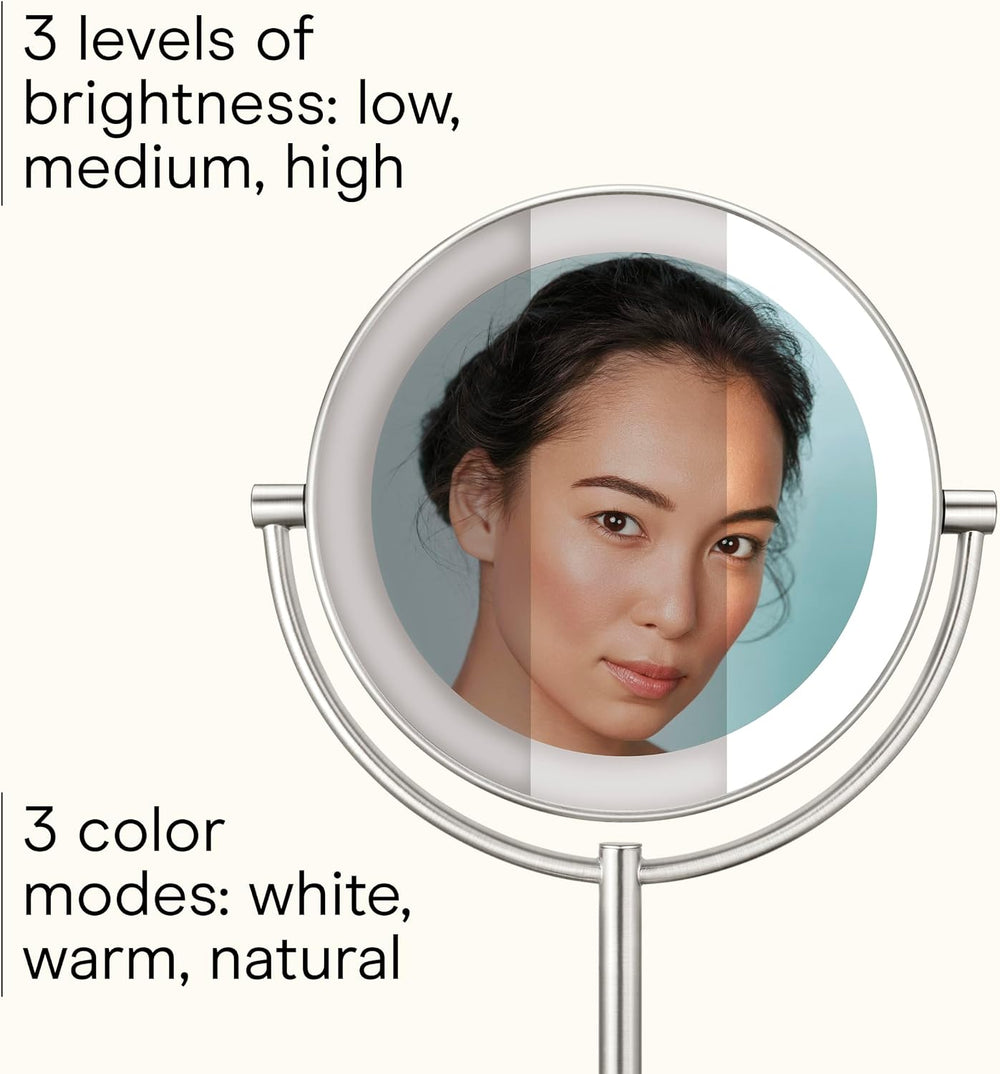 Conair LED Vanity Mirror, Double-Sided, 10x Magnification, Satin Nickel