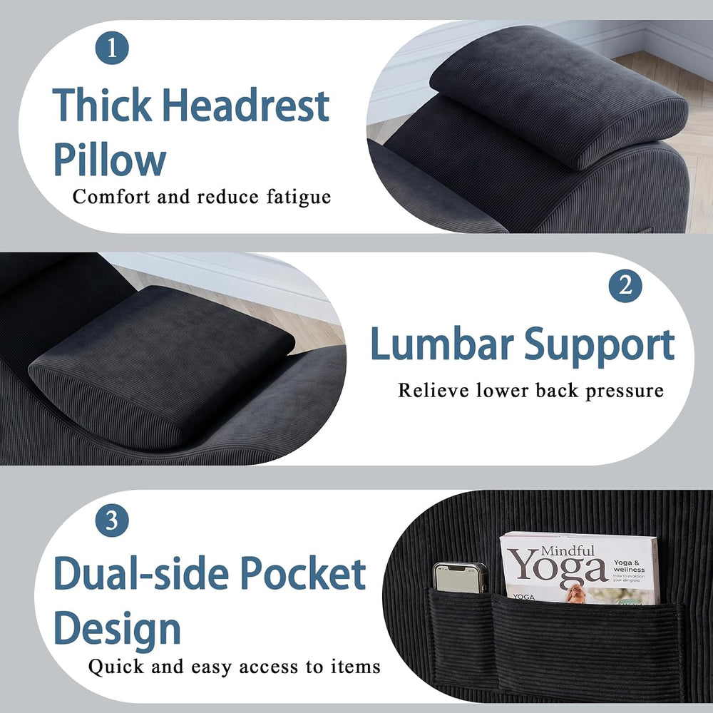 Convertible Yoga Chair Lounge for Adults, Ergonomic Foam Chaise Lounge Chair ...