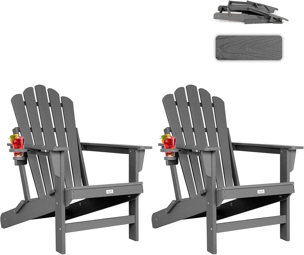 Oversized Folding Adirondack Chair 2PC, HDPE Fire Pit Chair W/400 LBS