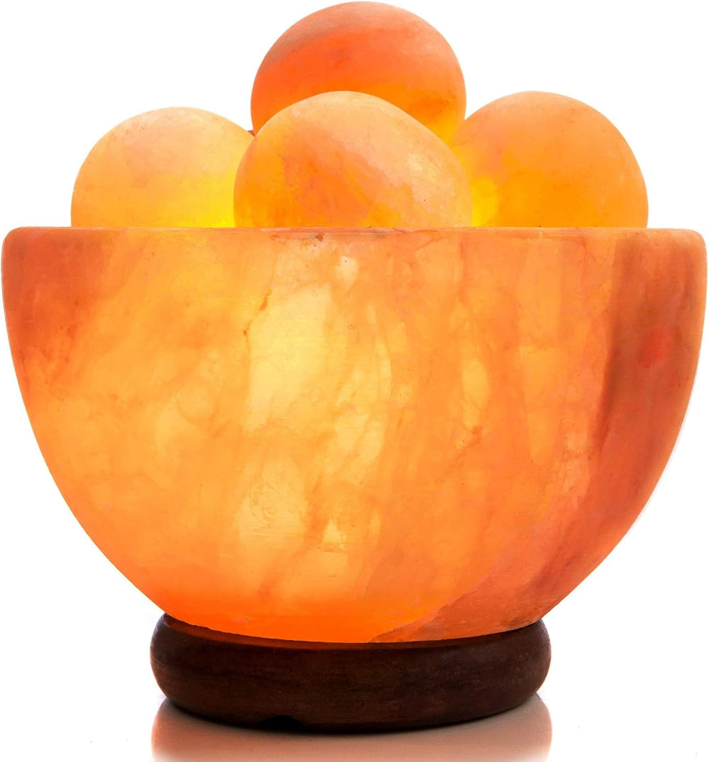 UMAID Himalayan Salt Lamp Bowl with 6 Himalayan Salt Massage Stones, Dimmable...