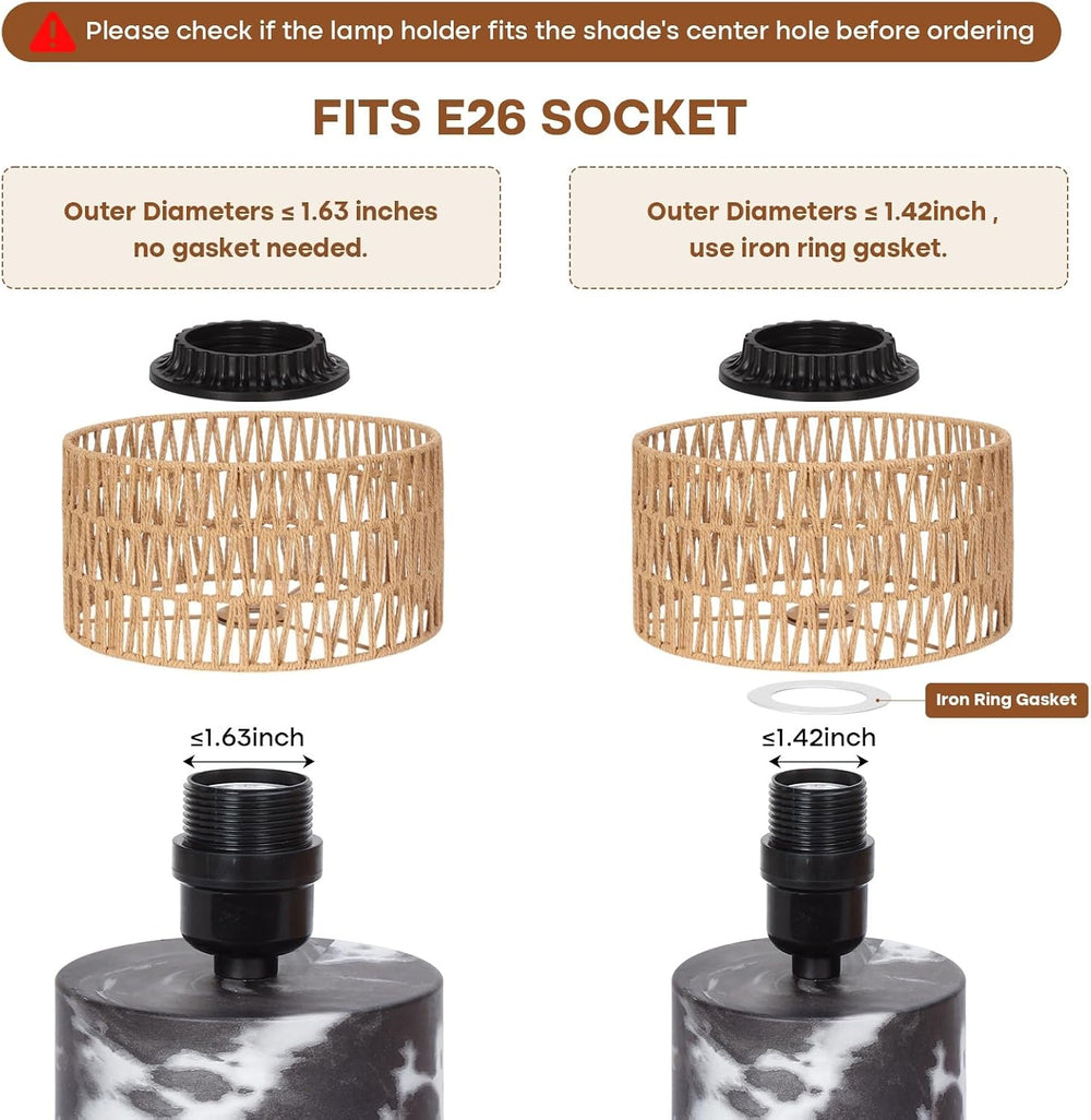 Boho Rattan Lamp Shade, 12.6" Top x 12.6" Bottom x 7.68" High,...