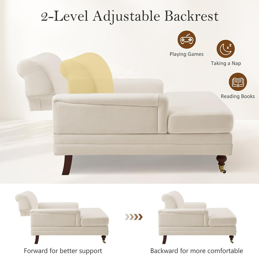 VANOMi 59.45'' Chaise Lounge Chair with Adjustable Backrest, Chenille...