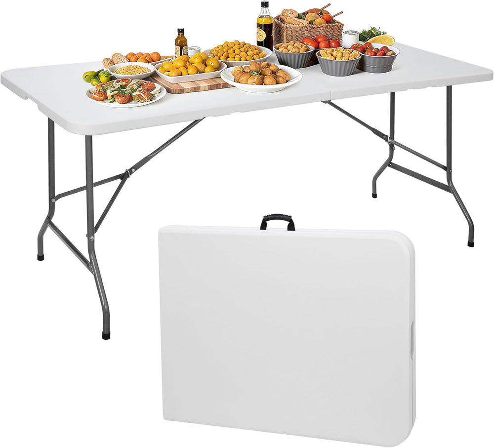 ZenStyle 6 ft Indoor Outdoor Heavy Duty Plastic Folding Table Portable Picnic...
