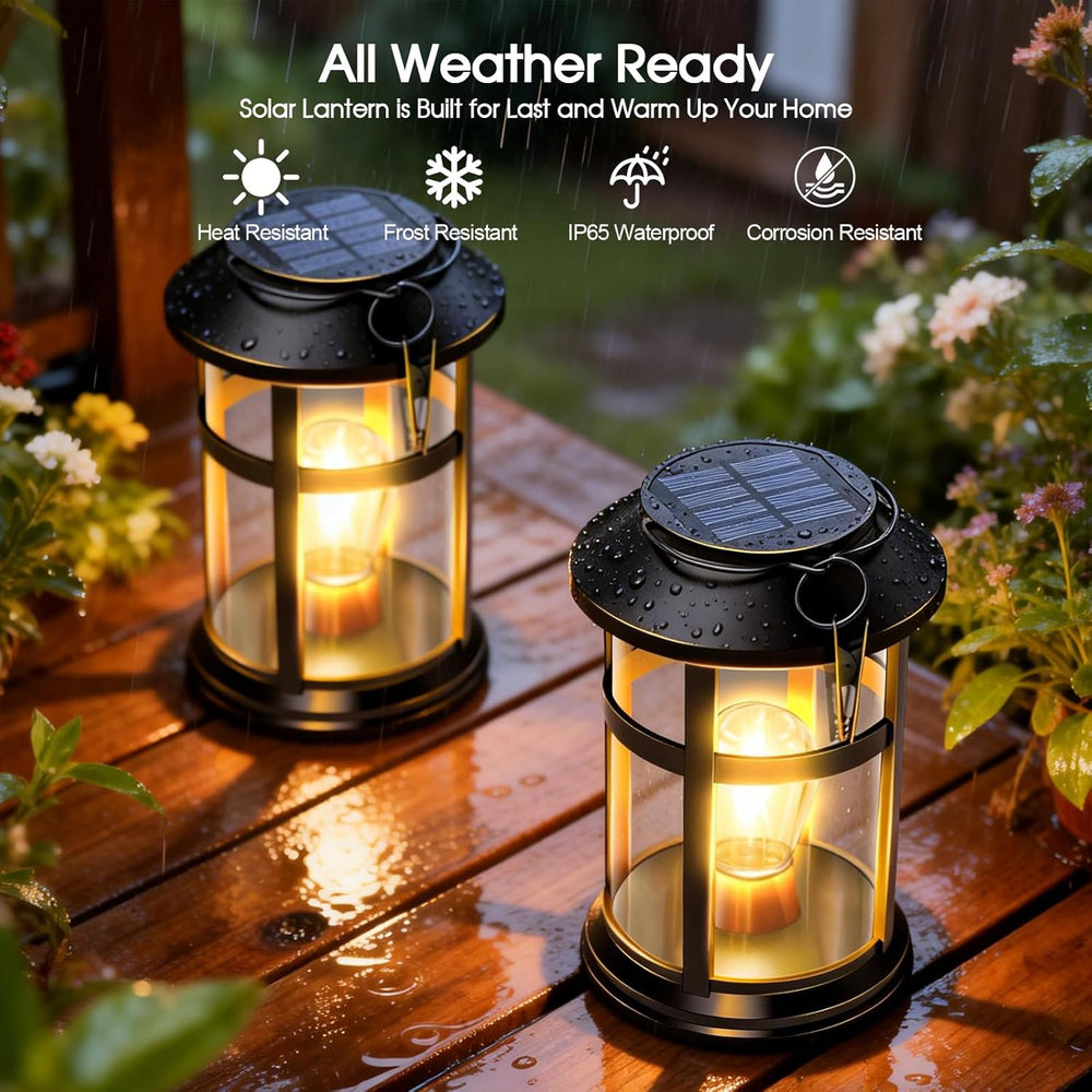 GARPAR Solar Lanterns Outdoor Waterproof, Hanging Solar Lights with Hook