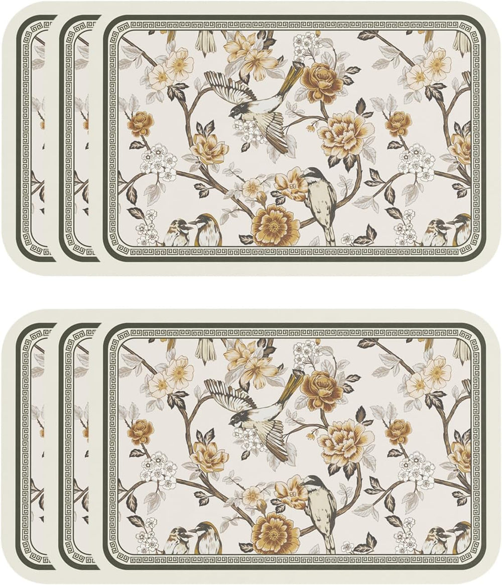 ISAENNE Vinyl Waterproof Placemats Set of 6 Rectangular,12"*17"
