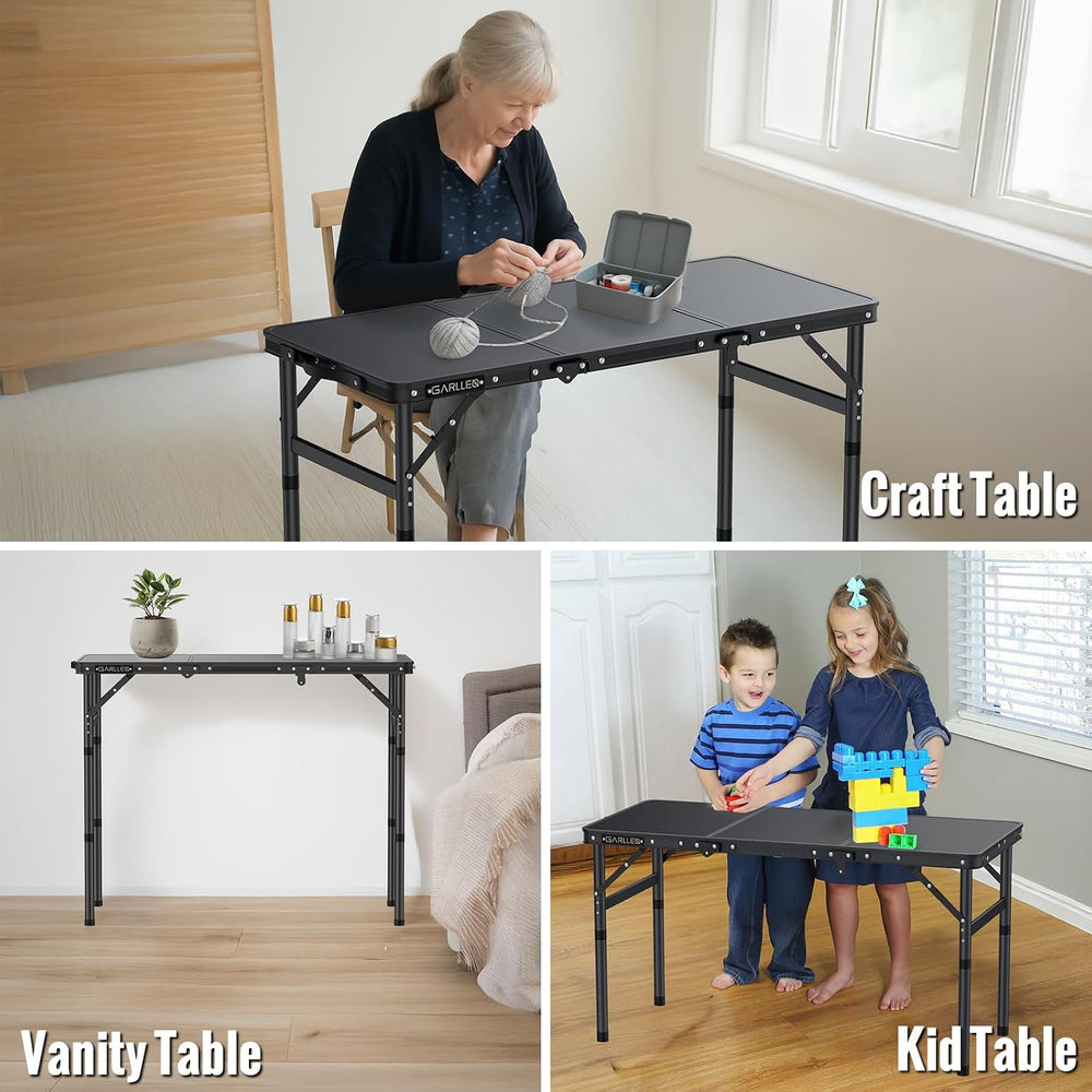 GARLLEN Folding Camping Table 34.2"Lx15.7"W 3 Adjustable Height Tru...
