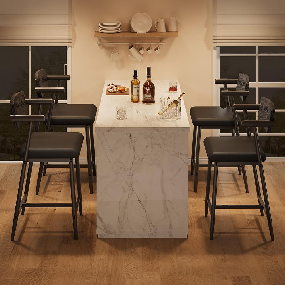 IDEALHOUSE Bar Stools Set of 2 with Arm, 2pcs Counter Height Bar Stools Set w...