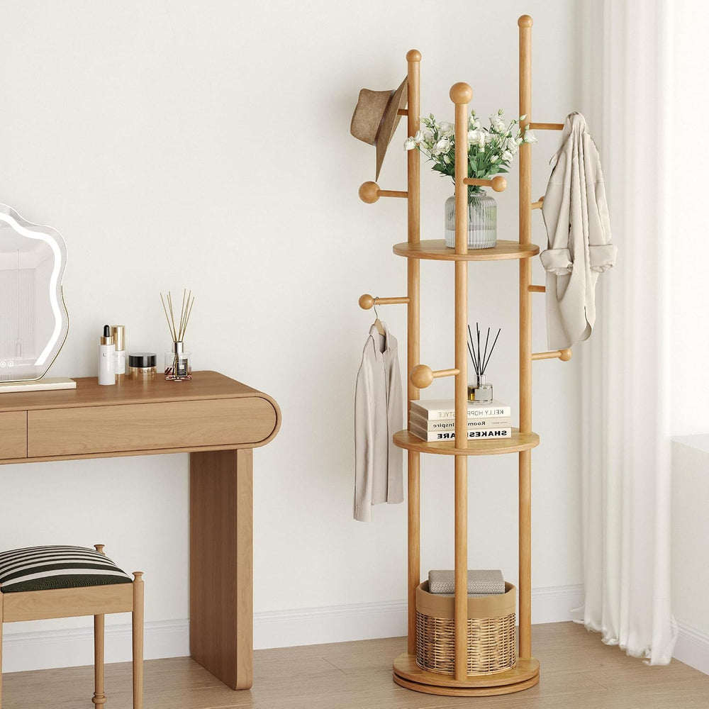 FROMJBEST Coat Rack Freestanding,Coat tree Entryway,Mid-Century,Nature Wood