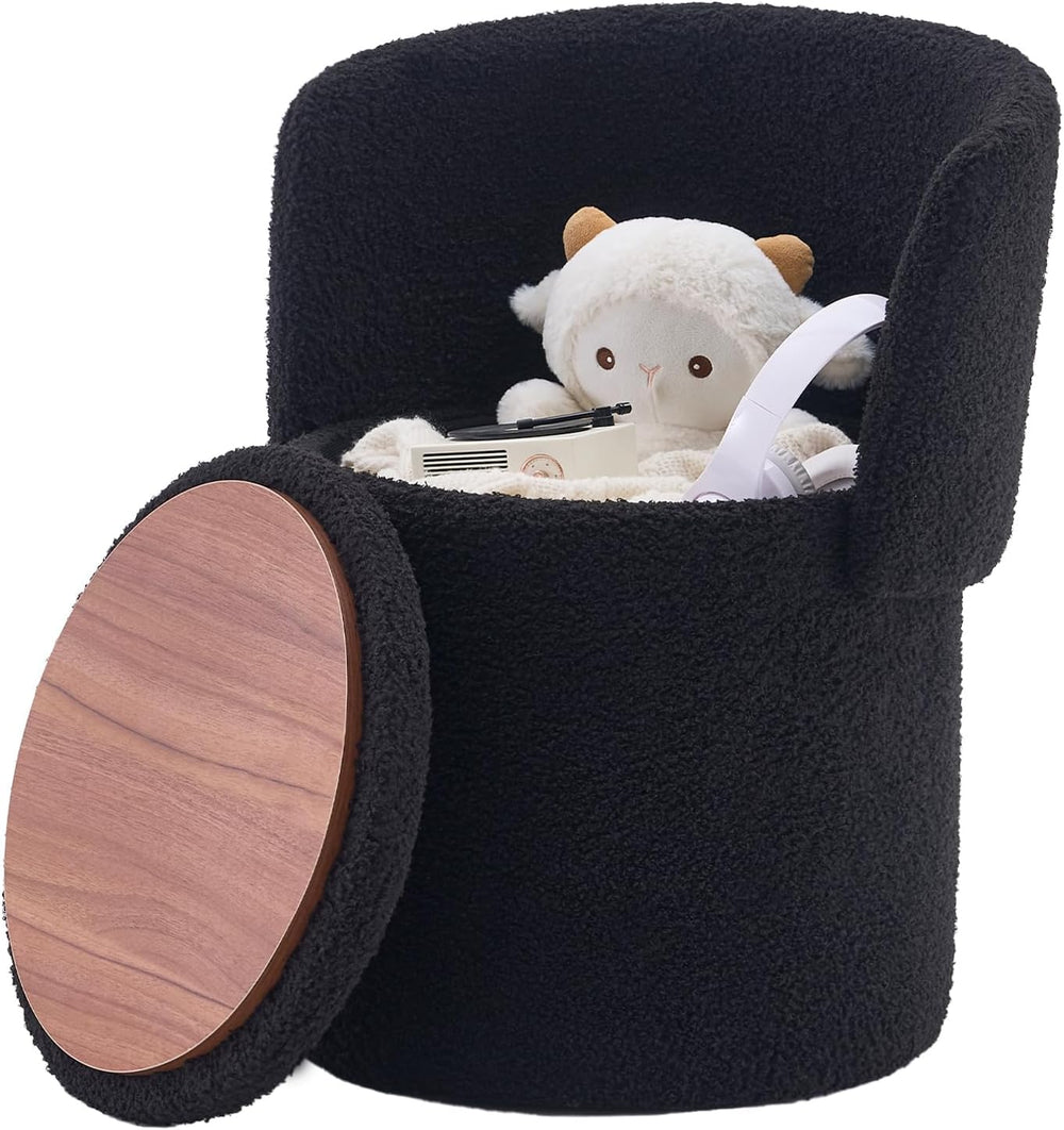 Storage Ottoman Modern Vanity Stool with Foldable Backrest
