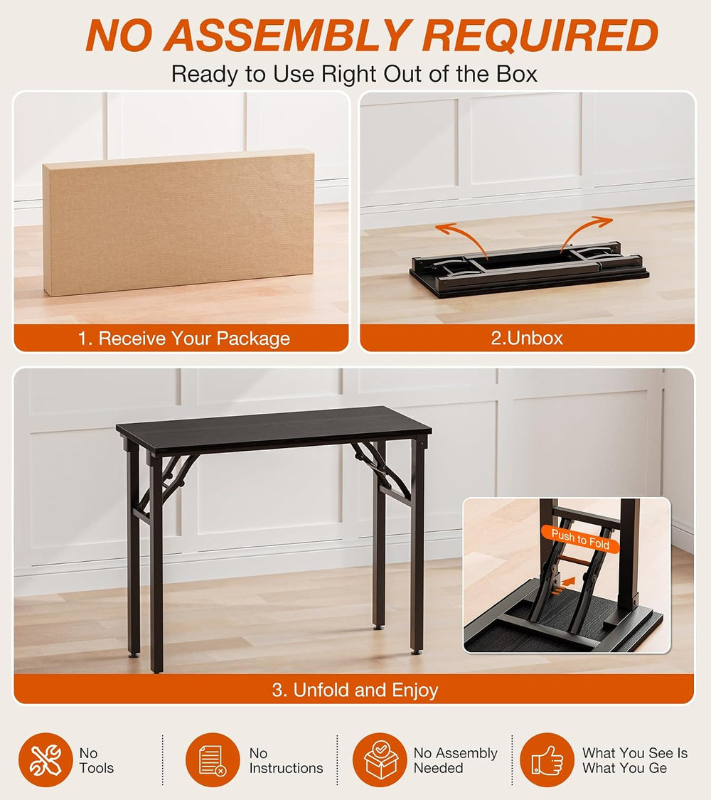 Folding Table Computer Desk - 35.8" No Assembly Folding Desk Design and ...