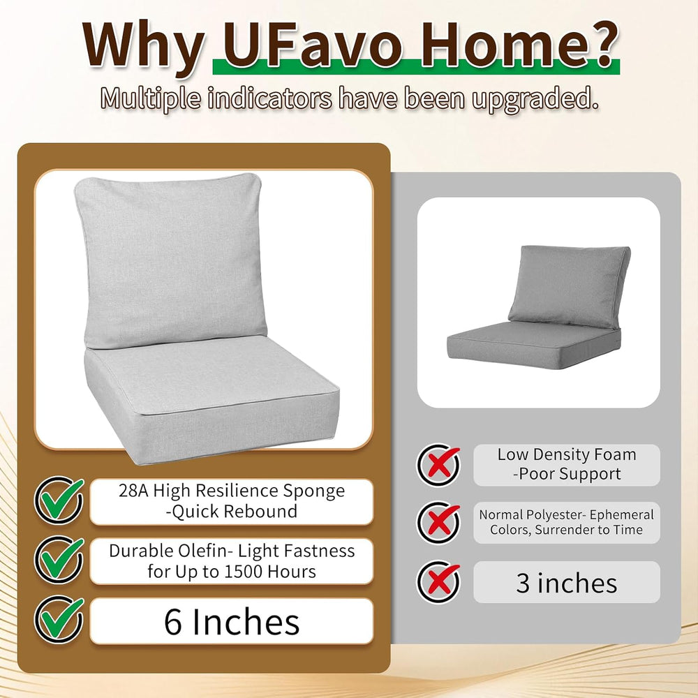 6" Thick Olefin Waterproof 24"x24" Outdoor Chair Cushion