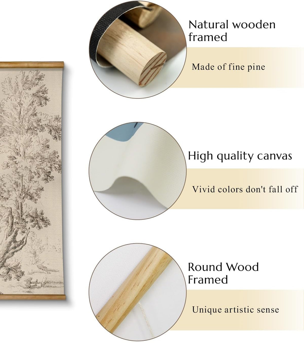 VIYYIEA Extra Large Canvas Wall Art - Vintage Tree Scroll, 36x54 Inch
