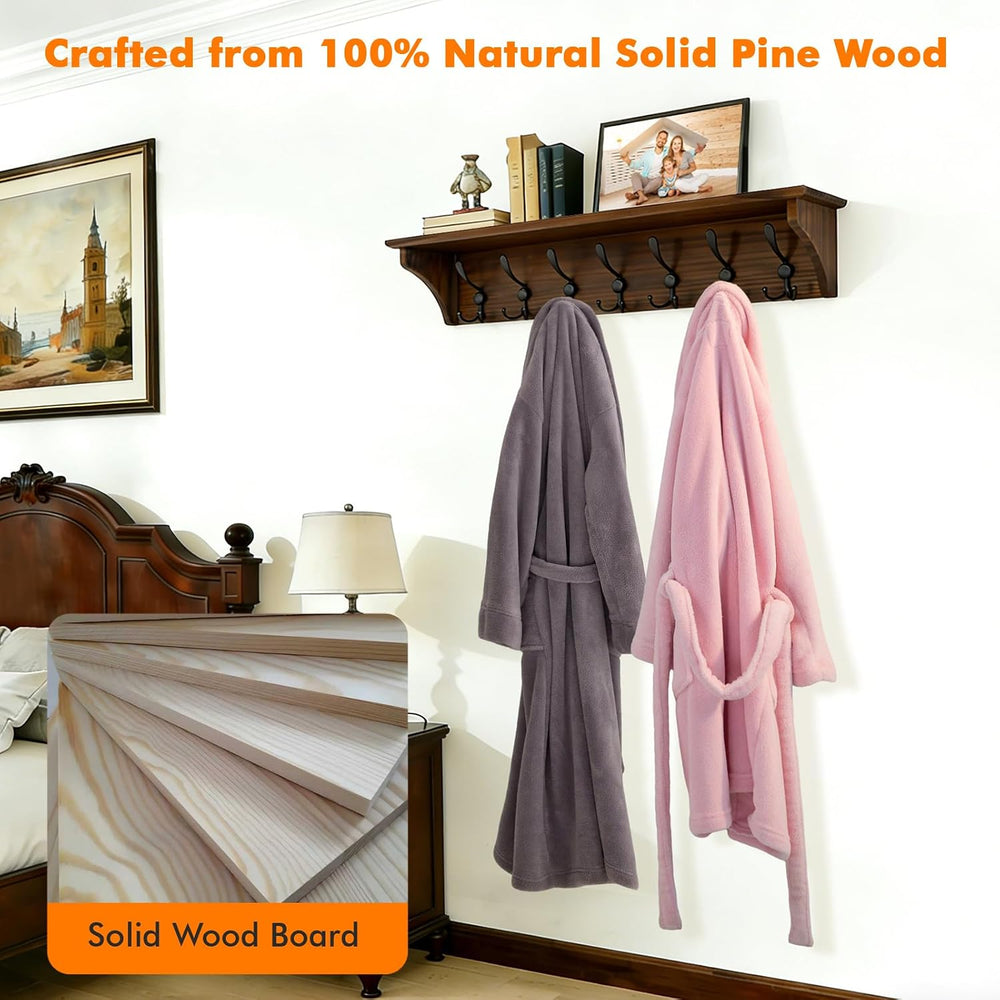 Felibeaco 33" Coat Rack with Shelf Wall Mount, 7 Triple-Hooks,Pre-Assembled