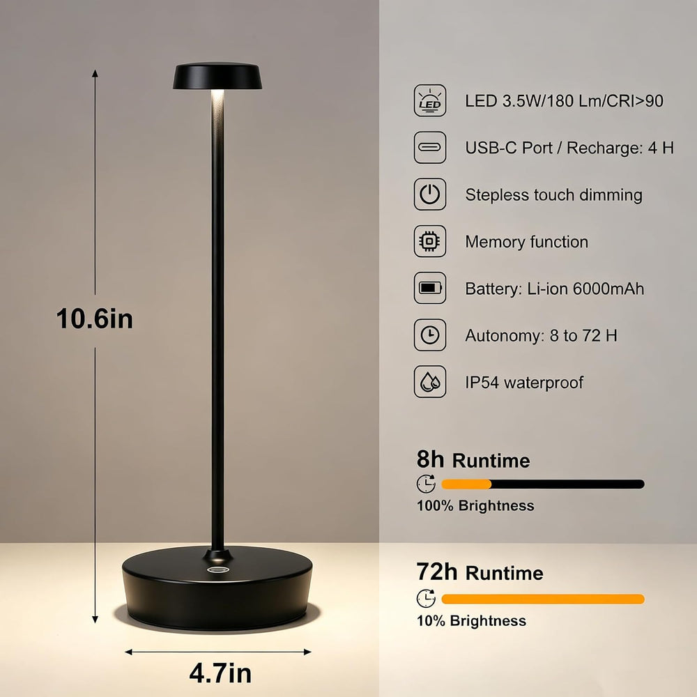 LED Cordless Table Lamp Rechargeable,Battery Powered Outdoor Lights