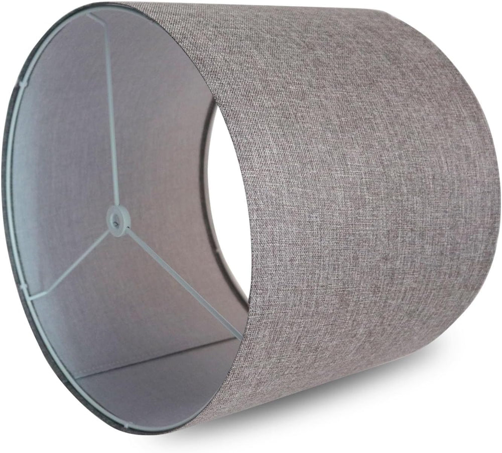 Lamp Shades Set of 2, 13"D x 10"H, Gray Drum Lamp Shade
