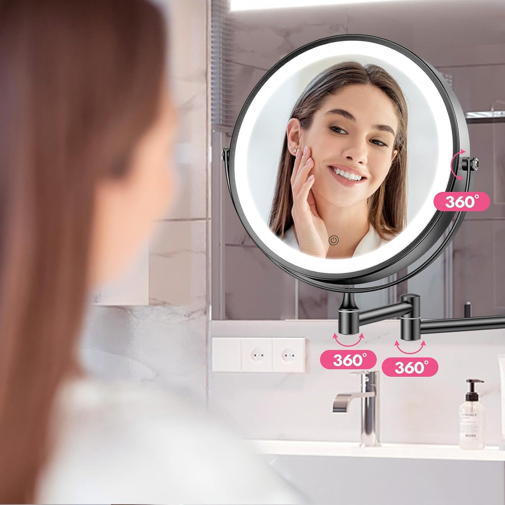 FASCINATE 8" Rechargeable Wall Mounted Makeup Mirror with Lights