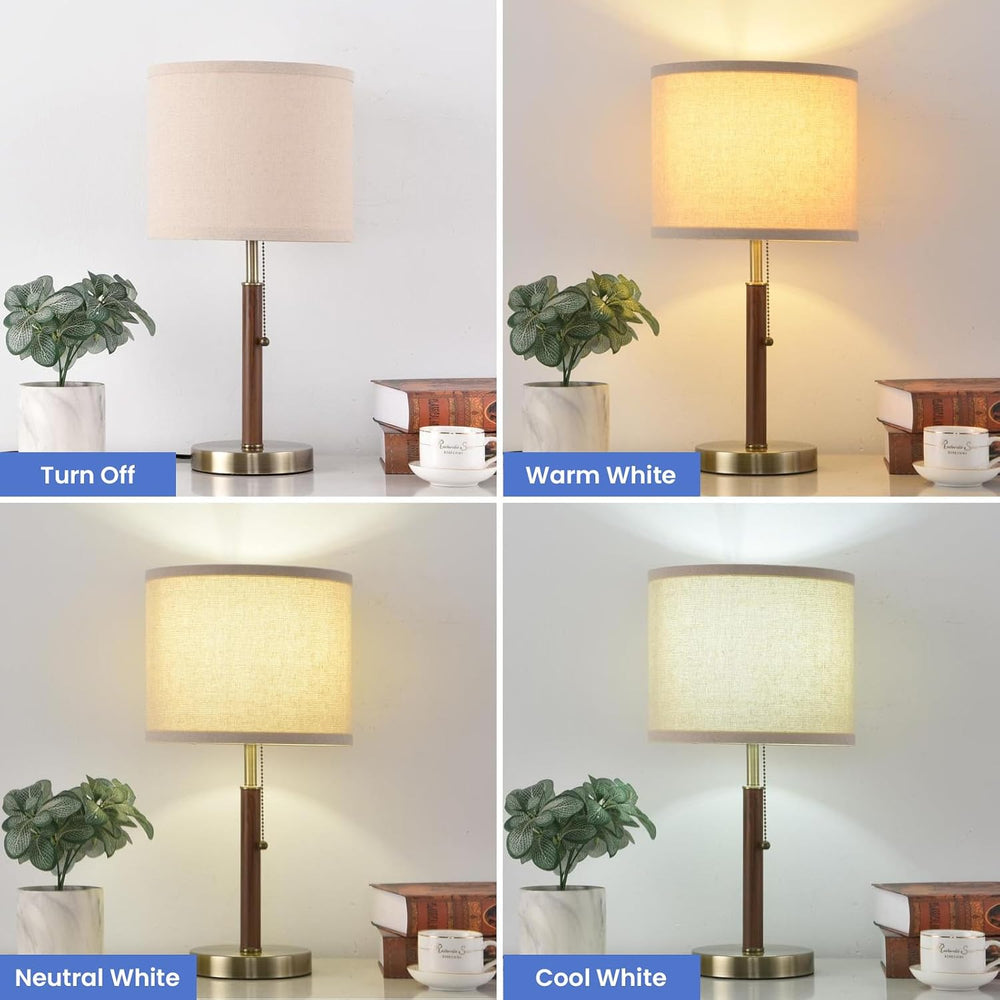Table Lamp Set of 2 Modern Bedside Buffet Table Lamp with Pull Chain