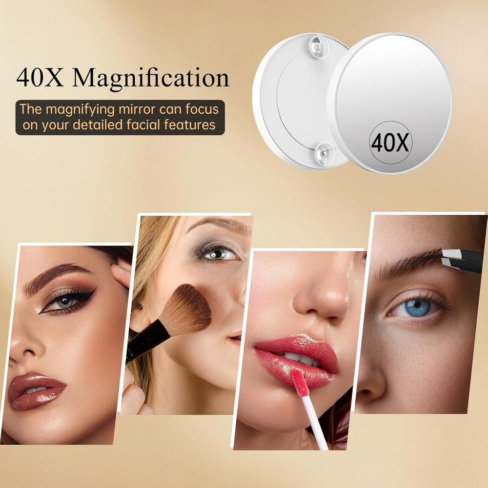 FUNTOUCH 4000mAh Rechargeable Vanity Mirror with Lights 40X Magnifier,White