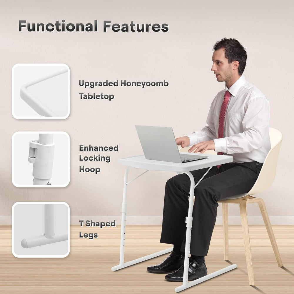 Athena Collection Adjustable TV Tray Table, White