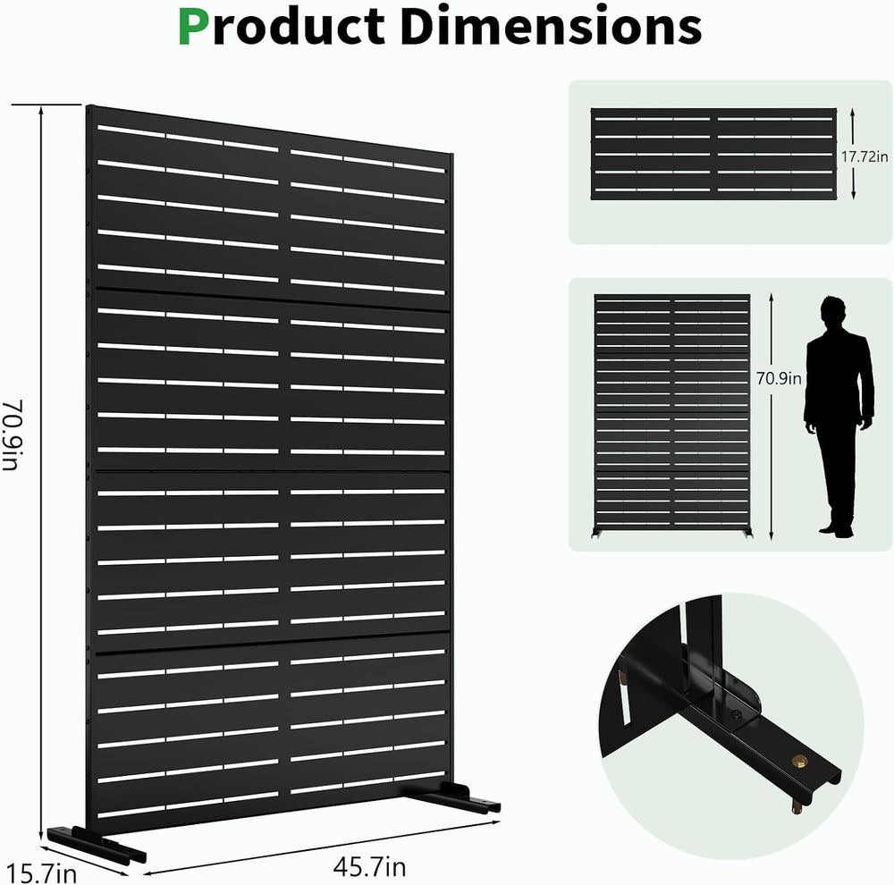 SUNYRISY 2Pack Metal Outdoor Privacy Fence Screen for Balcony Patio Deck Gard...