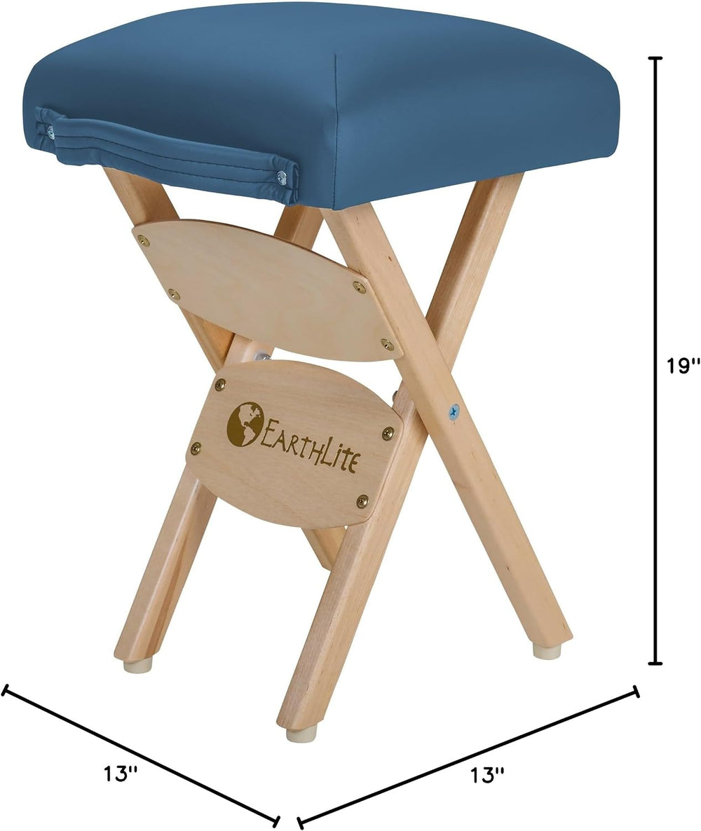 EarthLite Wooden Folding Stool, 19in, Mystic Blue