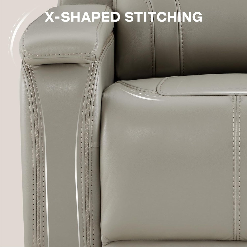 Watson & Whitely Genuine Leather Recliner Lay Flat W Power Headrest Grey