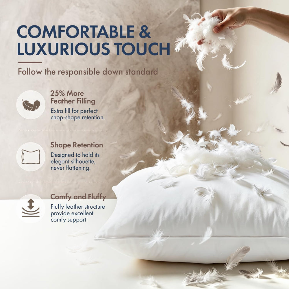 MIULEE 16x16 Feather Down Pillow Inserts Set of 2 Fluffy for Chop Look