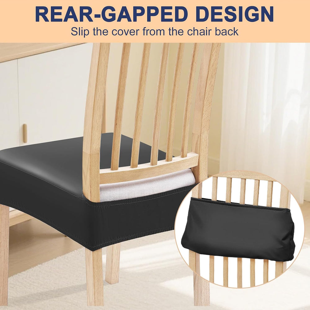 Smiry Waterproof Pu Leather Seat Covers for Dining Room Chairs Set of 4