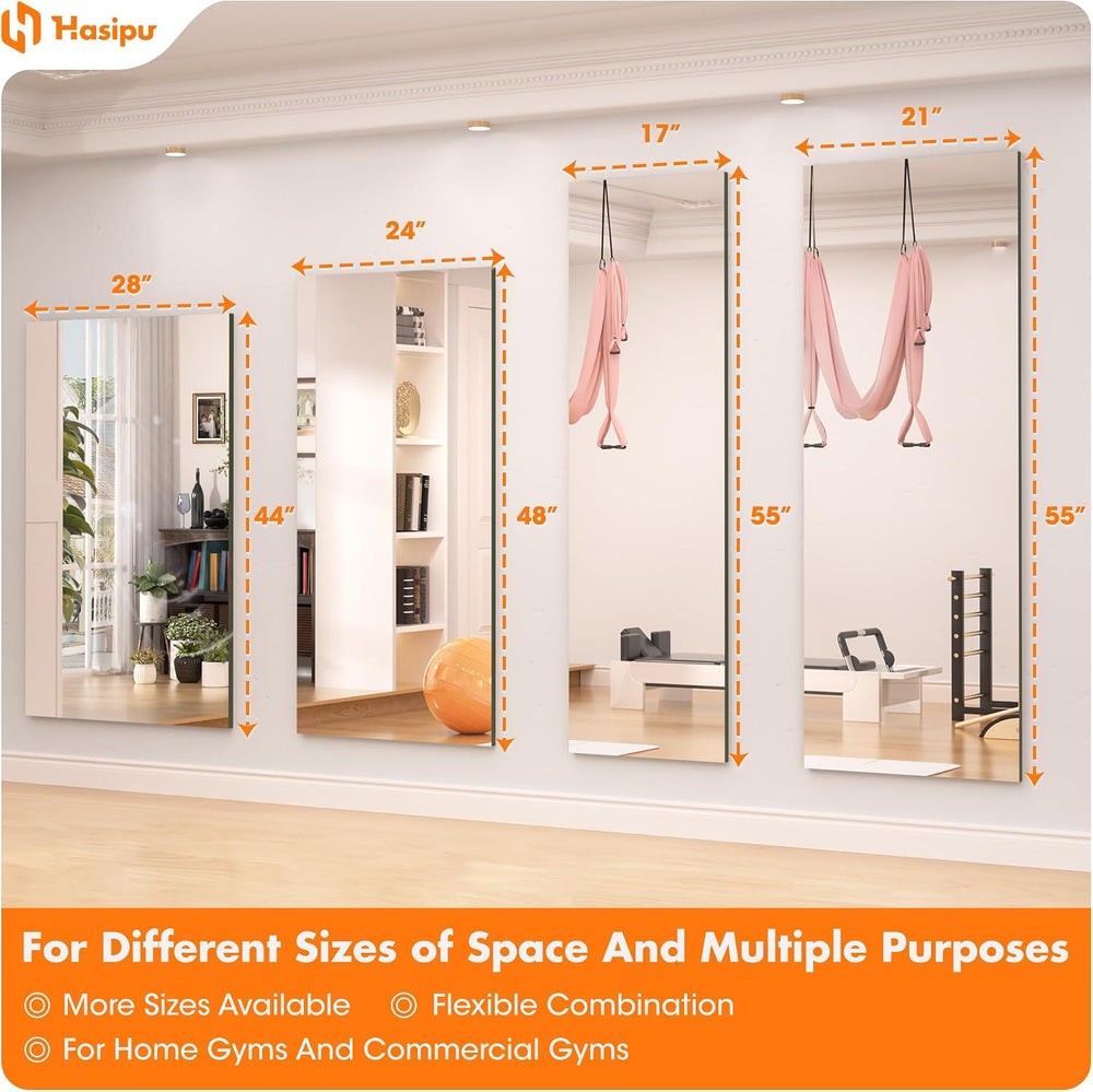 Hasipu Home Gym Mirror 55" L x 21" W - 2PCS Large Full Body Mirror ...