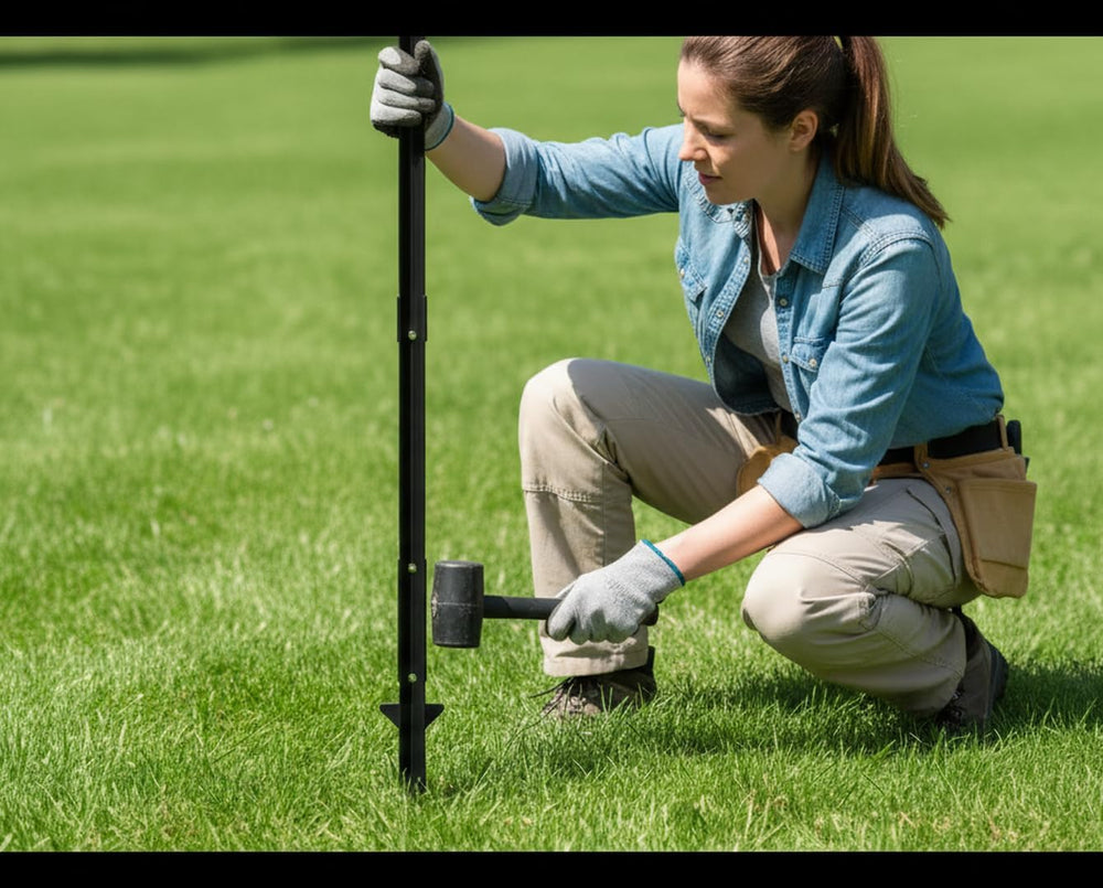 52" Metal Square Sign Post, Heavy Duty Yard Sign Stake for Lawn
